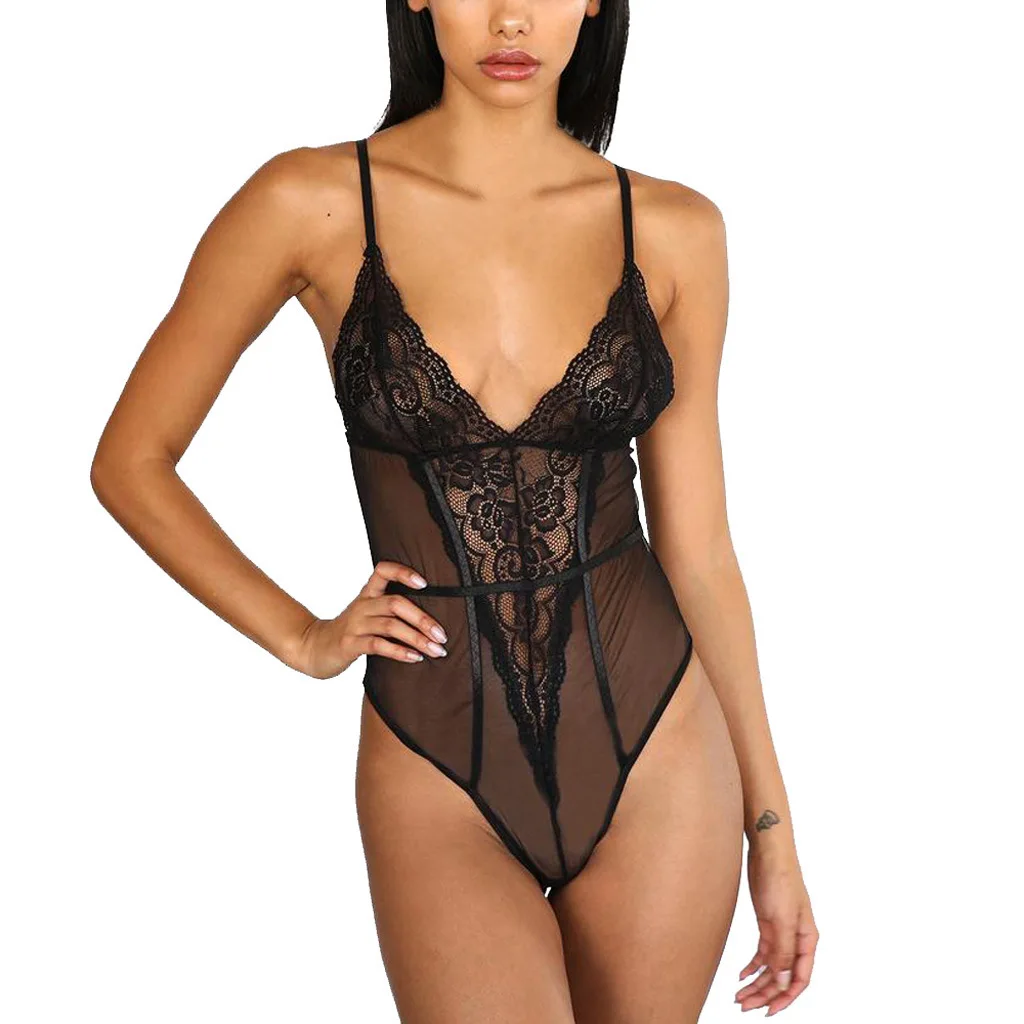 Новое сексуальное нижнее белье - женский костюм-кэт с эротической черной кружевной перспективой.