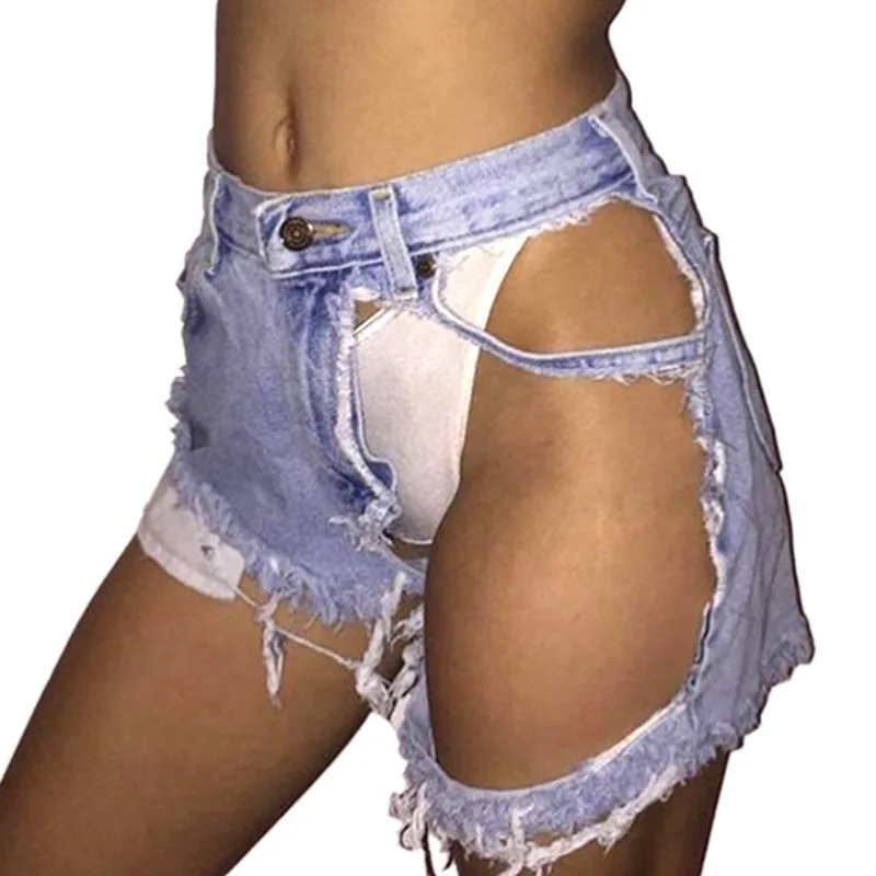 

Sexy Summer Denim Shorts 2018 Jeans Blue Broken Hole Womens Shorts Low Rise Ripped Torn Denim Jeans Ladies Casual Loose Bottom