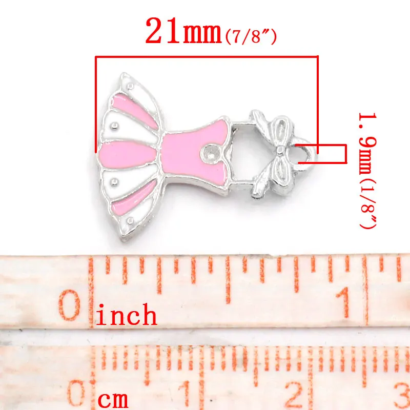 Подвеска подвеска из металлического сплава платье с серебристой эмалью 21 мм (7/8