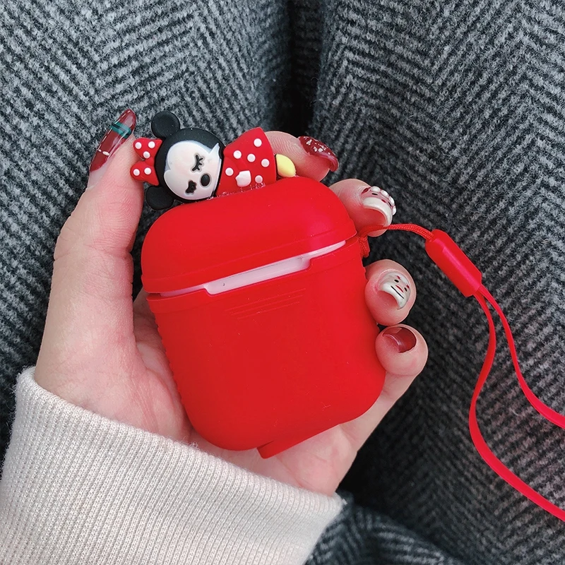 Мягкий мультяшный чехол для наушников Apple Airpods силиконовый аксессуаров