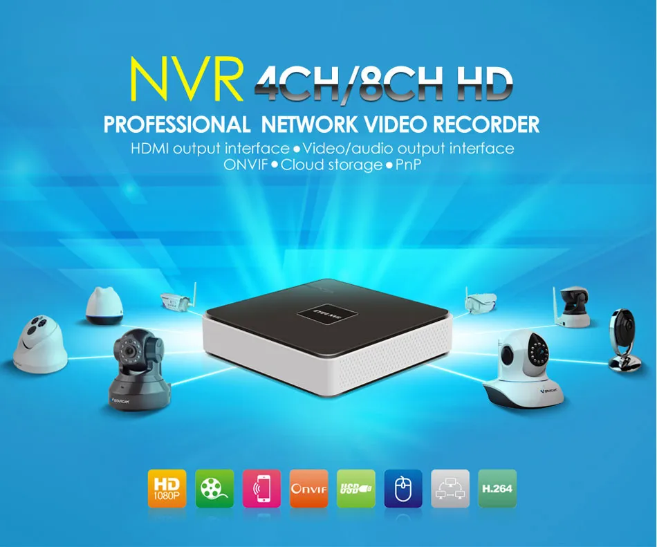 VStarcam N800 Eye4 8-КАНАЛЬНЫЙ NVR HD ONVIF Сетевой Видеорегистратор Для Ip-камера HDMI Выходной