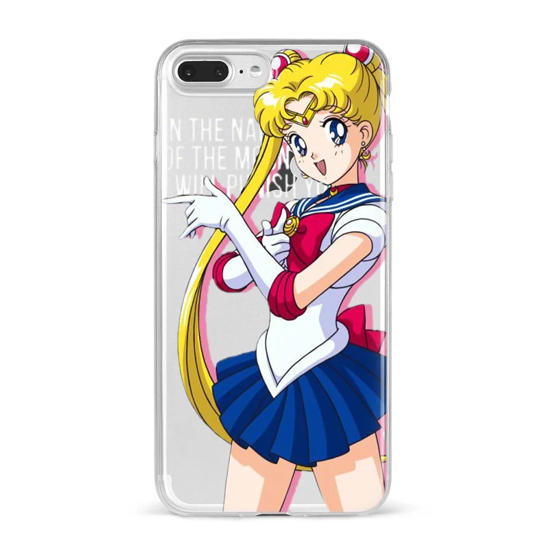 Мягкий чехол с аниме кавайным рисунком Сейлор Мун и глаза для телефона iPhone X SE 6 7 8