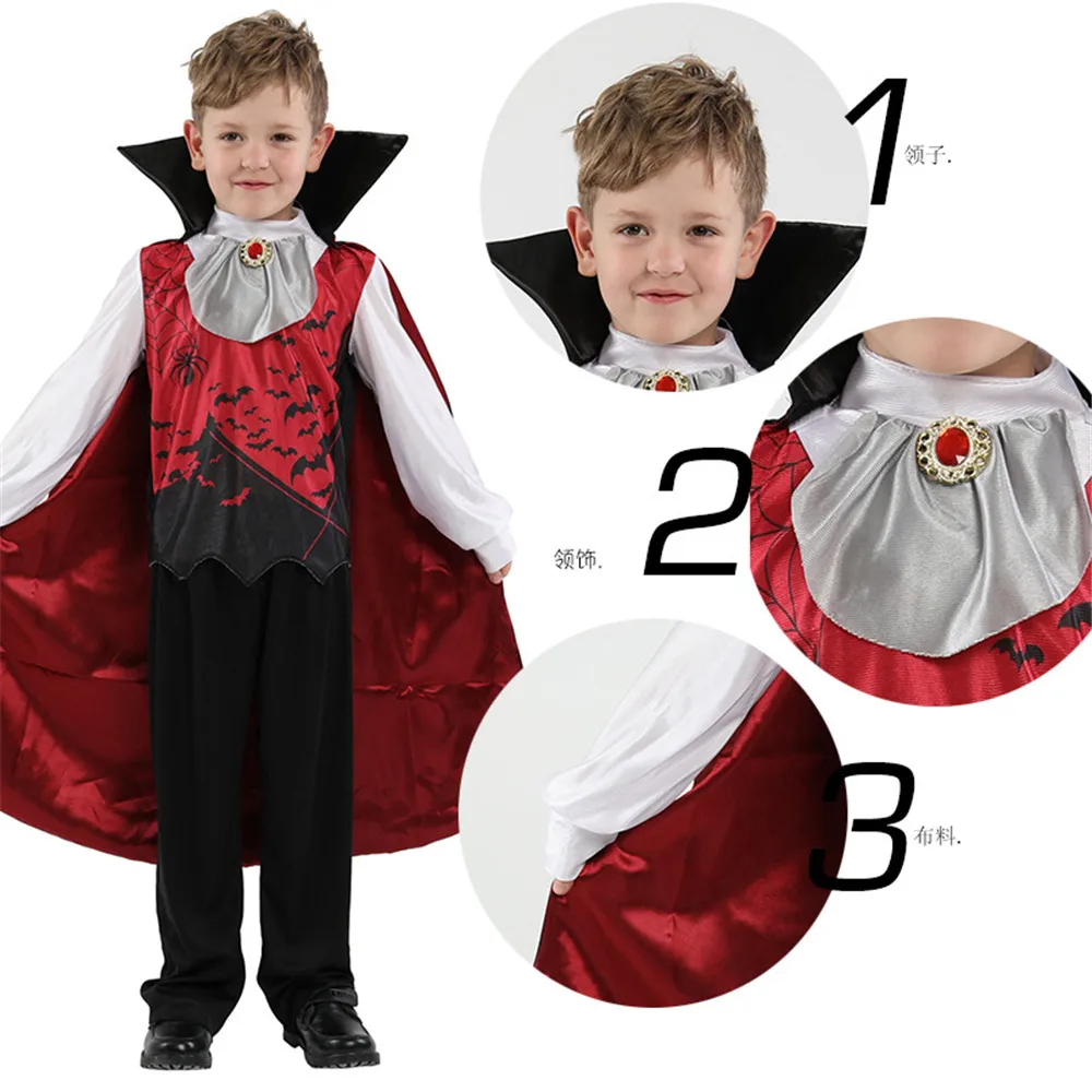 New Vampire Boy Costumes Horror Bloody Fancy Dress Uniform Kids Blood Sucker Child Halloween Cosplay For Children Boys |