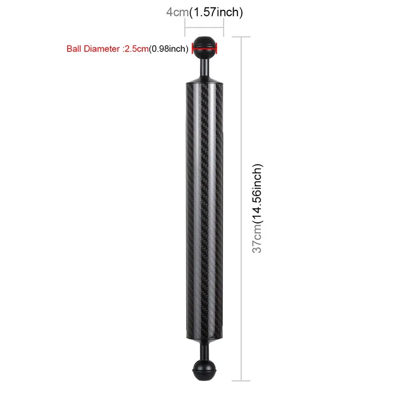 14.56 inch 300g Плавающий шар PULUZ 10,8 дюйма 27,5 см длина 80 мм Диаметр двойные шарики углеродное волокно плавающая рука, диаметр шара: 2,5 см - Цвет: 14.56 inch 300g