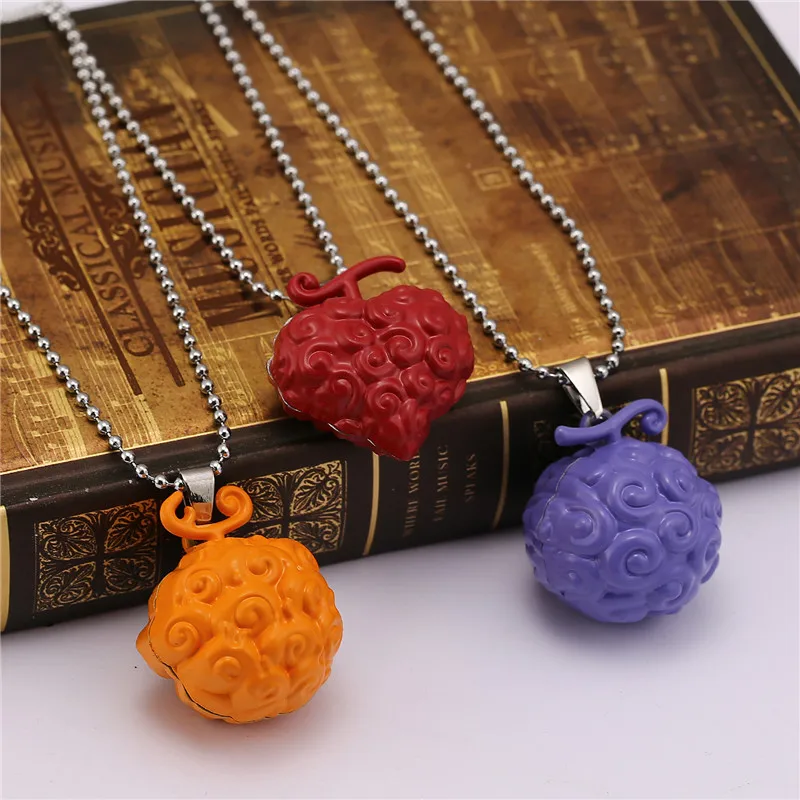 H&F One Piece Devil Fruit Ace Flame Shock Luffy Gum Mera Figure Collectible Toys necklace Pendant