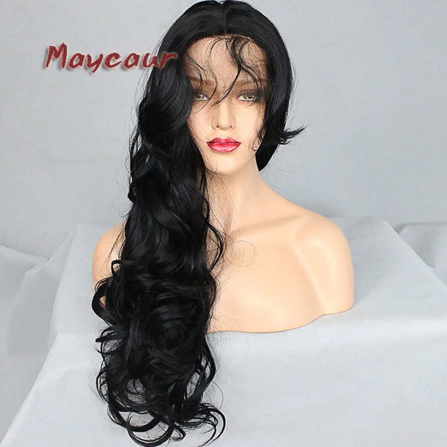Женские синтетические волосы черные длинные волнистые волосы|wigs for blacks|wigs black