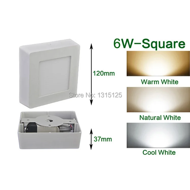 

5pcs/lot 6W LED Surface Panel light / square Wall Ceiling Down Lights Wholesale Mount Bulb Lamp 8inch high lumens Free Shipping