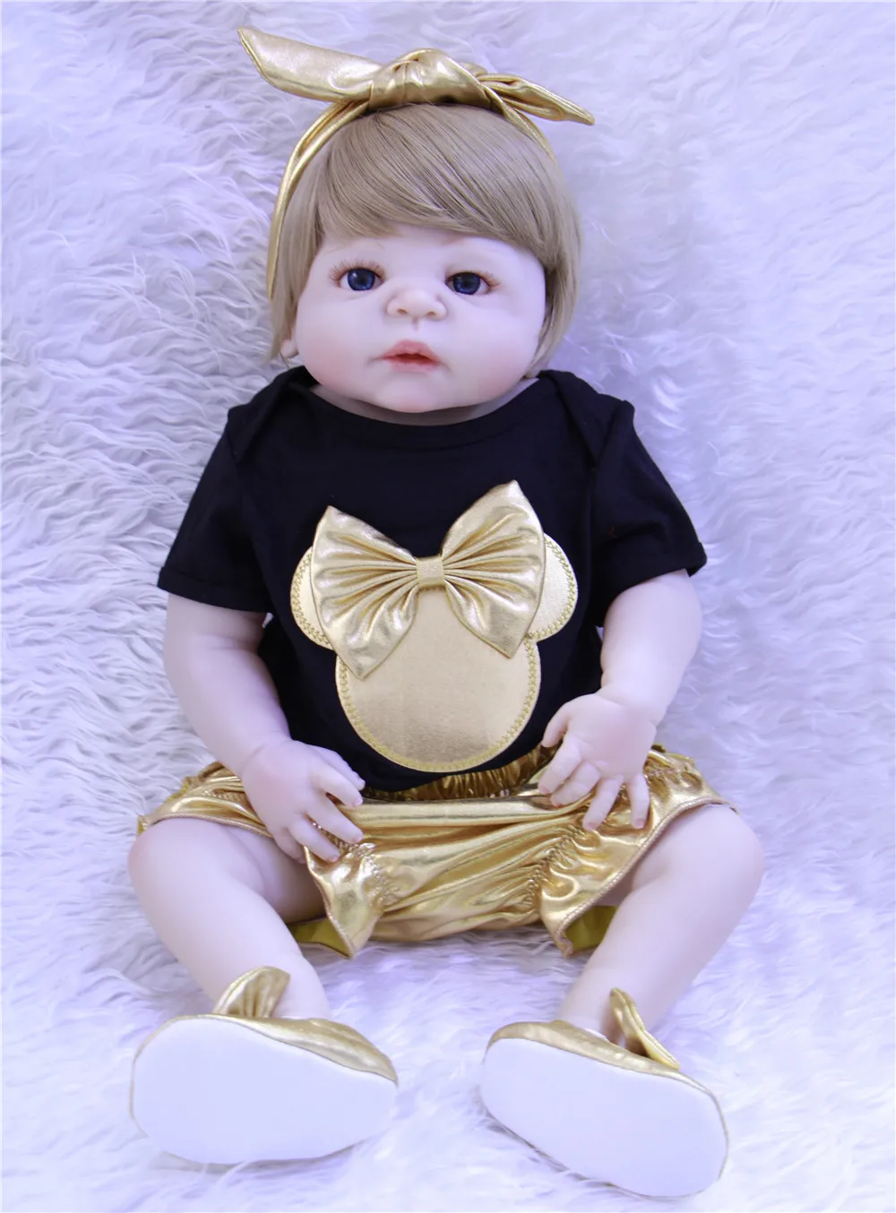 

boneca 22inch 55cm Reborn Baby Doll Girl Full Silicone Doll Baby Bath Toy With Clothes Lifelike Cute Gifts Toy completa