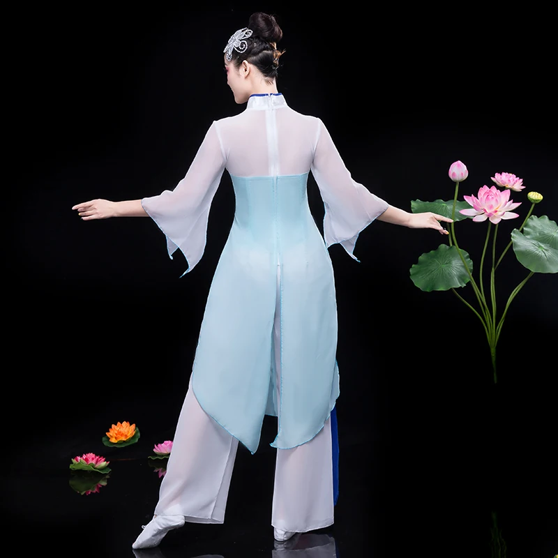 Chinese style Hanfu classical dance costumes women's elegant fan suits Yangko clothing traditional costume | Тематическая