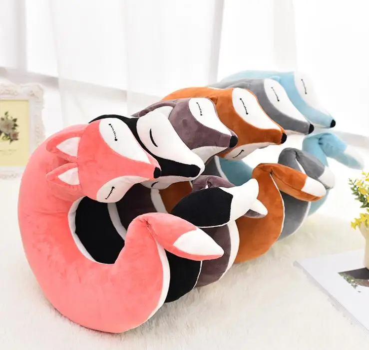 Прекрасный лиса животных Хлопок Плюшевые U форма Шейная Подушка для Путешествия