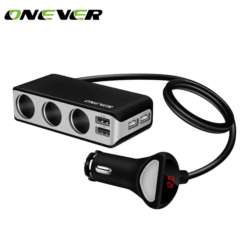 Onever 4 Порты usb 3 Way автомобильного прикуривателя розетки Splitter DC 12-24 В Мощность адаптер легче Мощность адаптер usb