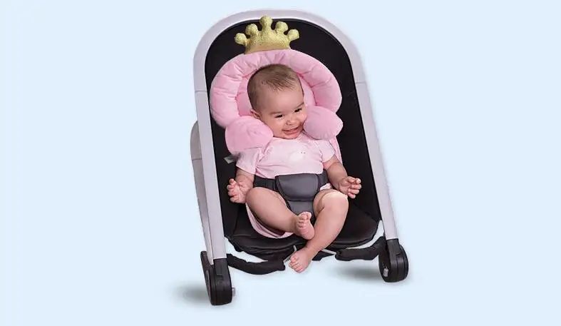 Sozzy Baby Stroller Mat with Anti Roll Pillow Cotton Child Infant Cushion for Strollers Kids Toddlers Head Body