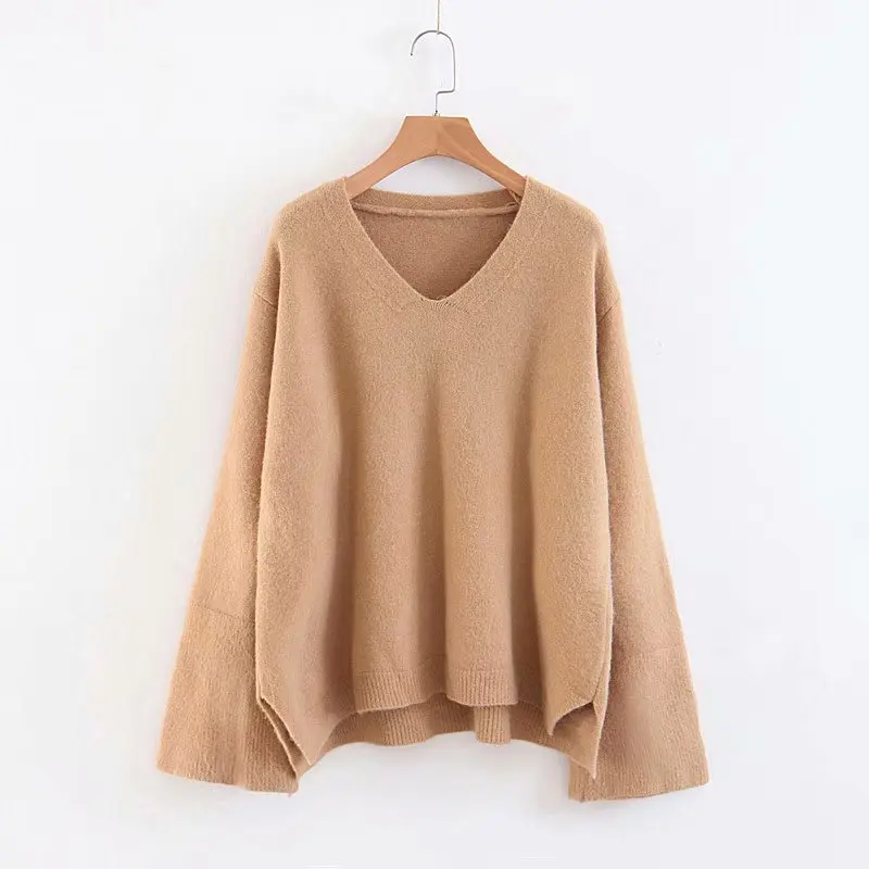 High Quality 2018 Casual Women Cashmere Sweaters Winter Pullovers V Neck Basic Clothes Woman Knitted Sweater Oversized Pullover | Женская