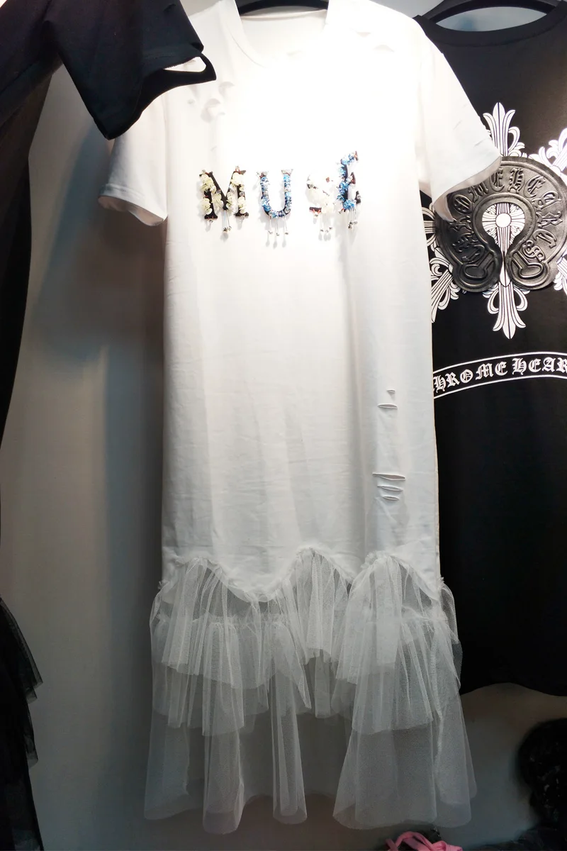 Женское длинное платье с коротким рукавом однотонное Сетчатое лоскутное