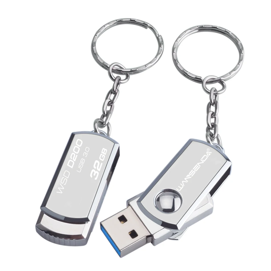 Wansenda USB 3 0 флеш накопитель из нержавеющей стали с цепочкой для ключей 256 ГБ 128 Гб 64 32