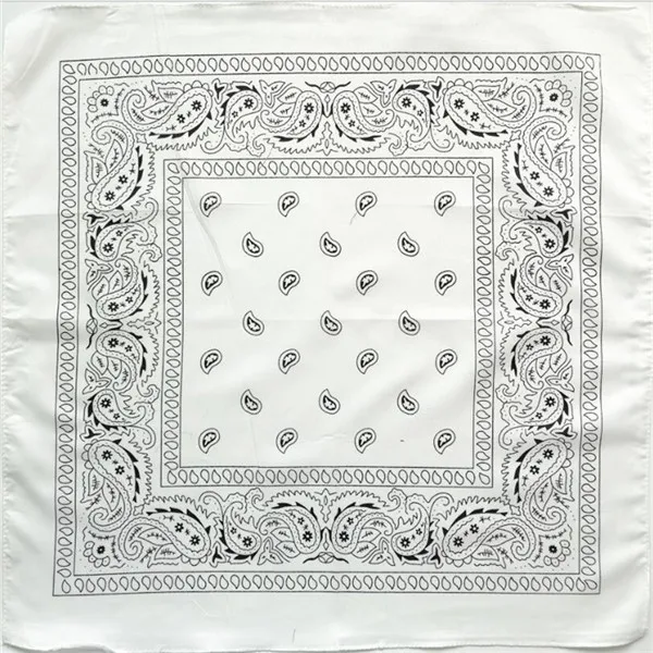 White bandana Унисекс хип хоп черная бандана модный головной убор, резинка для волос шейный шарф повязка на запястье квадратные шарфы принт платок высокого качества - Цвет: White bandana