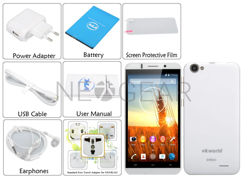 VKWORLD VK700 5.5 Inch Smartphone - Android 4.4 MTK6582 1.3GHz Quad Core CPU 1GB RAM 13MP Rear Camera 3G Dual SIM | Мобильные