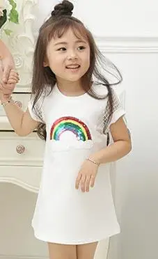 Платье для мамы и дочки г., модное Радужное платье с блестками для девочек и женщин, летние хлопковые платья одинаковые комплекты для семьи - Цвет: see chart