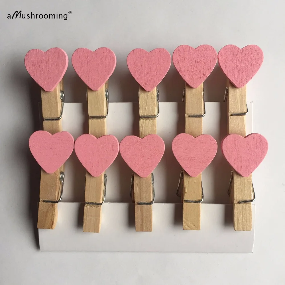 Деревянные Мини клипсы в виде сердца 10 шт. подарочные колышки для свадьбы