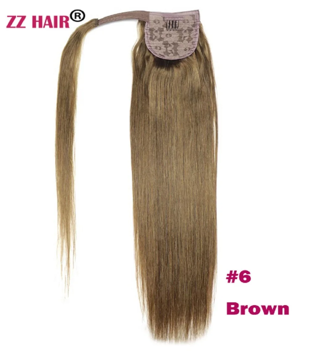 ZZHAIR 140 г 1"-28" машинное производство, волосы remy, волшебное обертывание вокруг конского хвоста, человеческие волосы для наращивания, конский хвост