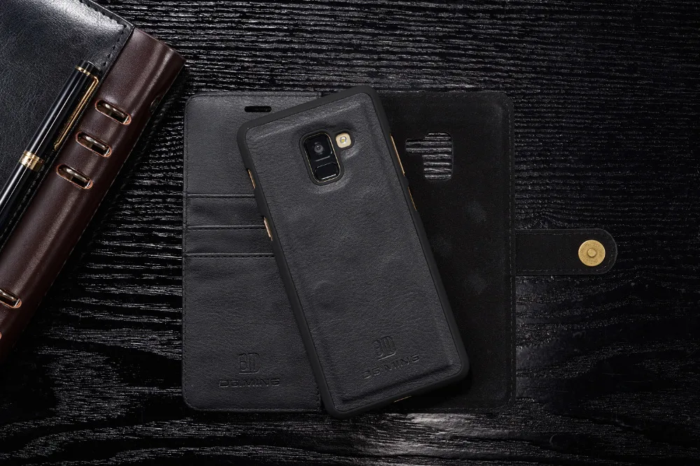 Роскошный брендовый чехол из натуральной кожи для samsung Galaxy A8 чехол для samsung A8 Plus чехол Магнитный кошелек сумка для телефона