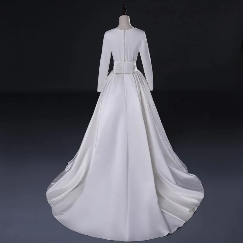 FADISTEE Новое поступление Элегантное свадебное платье Vestido de Festa платье атласная пуговица стрейч спандекс с длинными рукавами стильное платье формальное