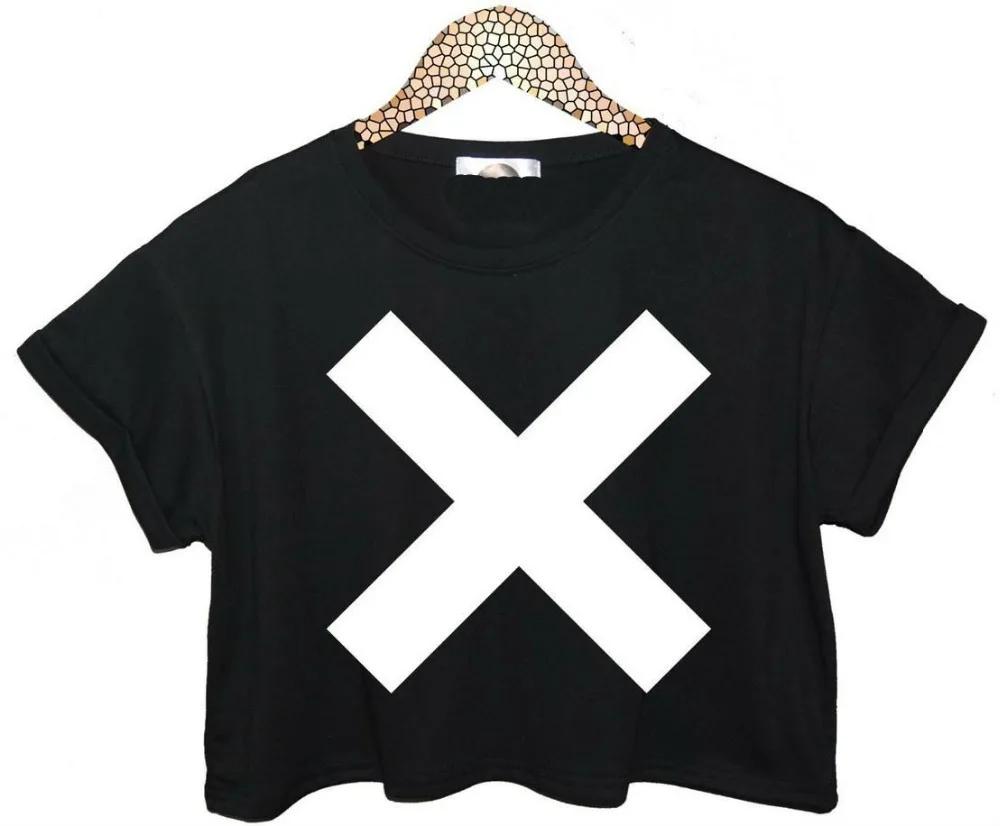 Женская летняя укороченная футболка с надписью Cross XX короткая 2015 сексуальный