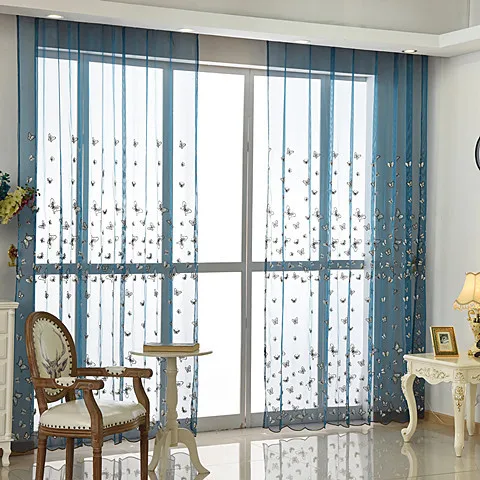 Новые тканевые шторы с вышивкой полые вышитые занавески s синего цвета для