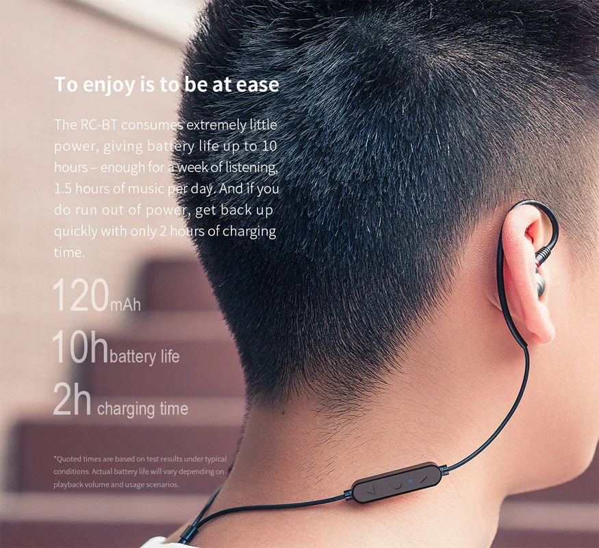 FiiO RC-BT беспроводной Bluetooth aptX AAC Спорт с микрофоном стандартный кабель MMCX для Shure/Westone/JVC/FiiO10 часов жизни
