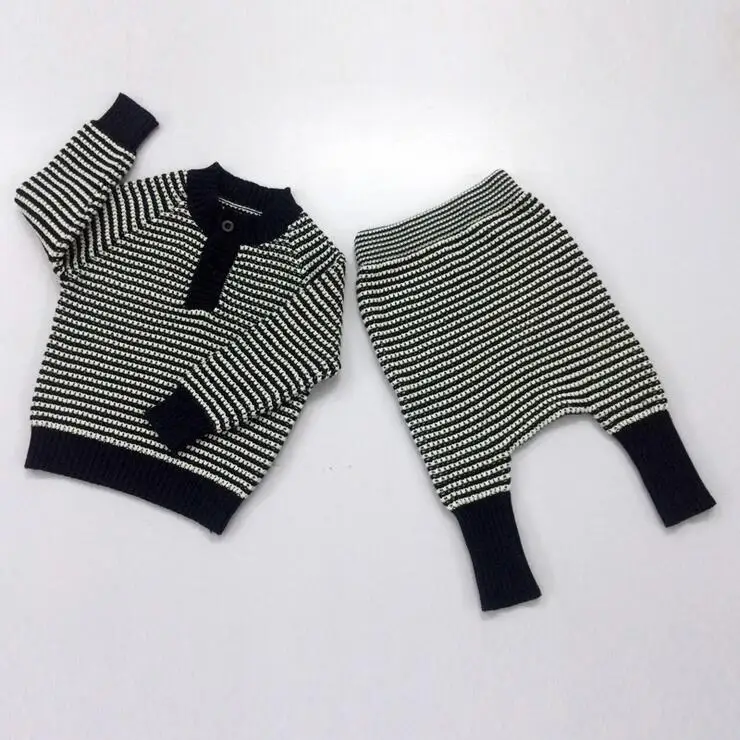 Новое Прибытие Вязаный комплект Одежды для девочки Свитер + Шаровары детская