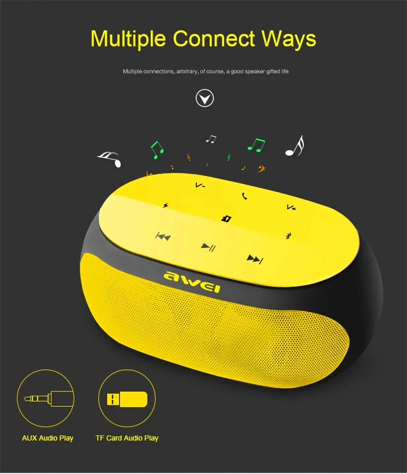 Awei Y200 Bluetooth динамик стерео беспроводной портативный мини-динамик s Поддержка TF карты AUX вход с микрофоном звуковая коробка