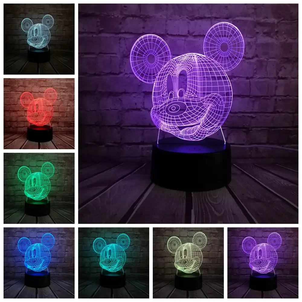 Микки и Минни Маус мыши Мышь шар светодиодный 3d-ночник USB, Рождественский подарок настольная декоративная лампа, настольный ночник для маленьких детей Детские игрушки Подарки