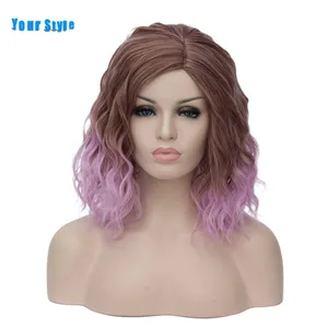 Женский короткий волнистый парик, 22 цвета, красный, зеленый, розовый, Радужный