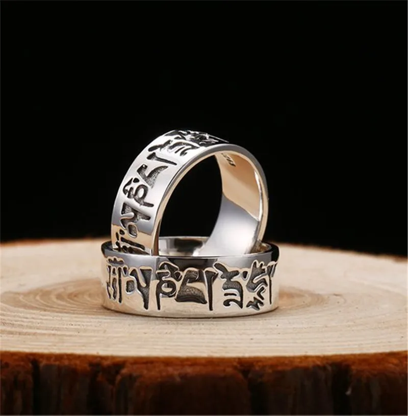 Silver 925 Mantra Ring Yoga Buddhist Buddha Engraved Ethnic Tribal Sanskrit Oxide Sterling Thai | Украшения и аксессуары