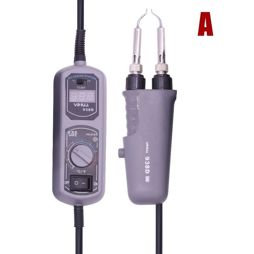 Новинка YIHUA 938D переносные пинцеты 110V / 220V EU / US / GB / AU Мини паяльная станция Горячая BGA SMD Пинцет для ремонта