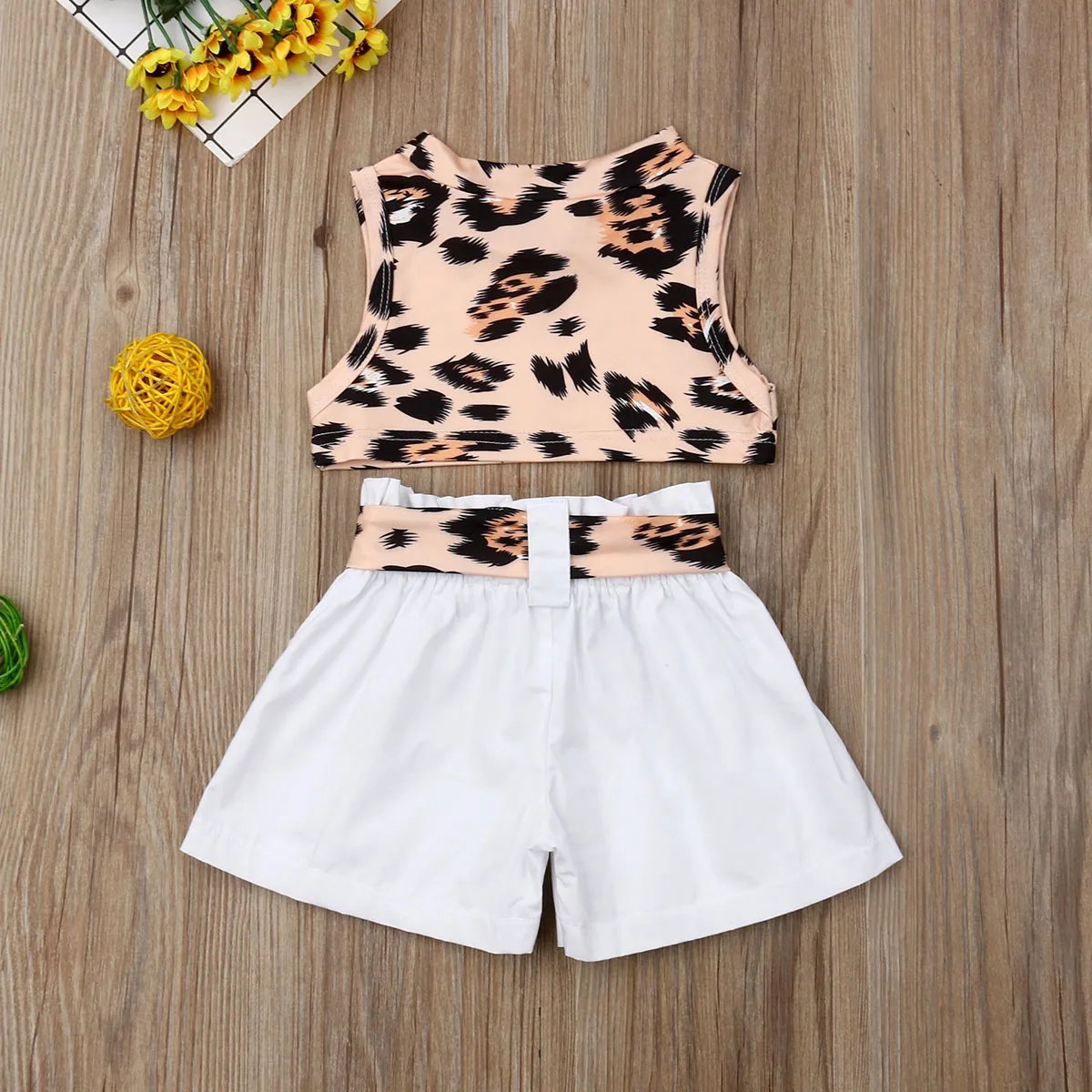 2 шт. Детские леопардовые Короткие штаны без рукавов|Комплекты одежды для