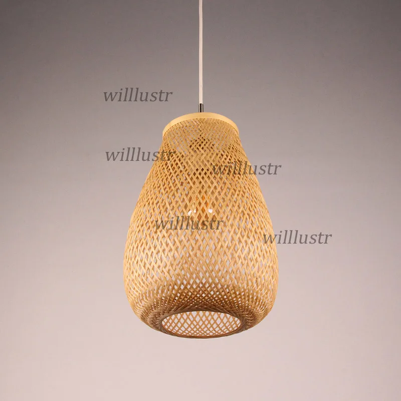 Ручная вязка бамбуковая Подвесная лампа Китайский подвесной светильник Zen для