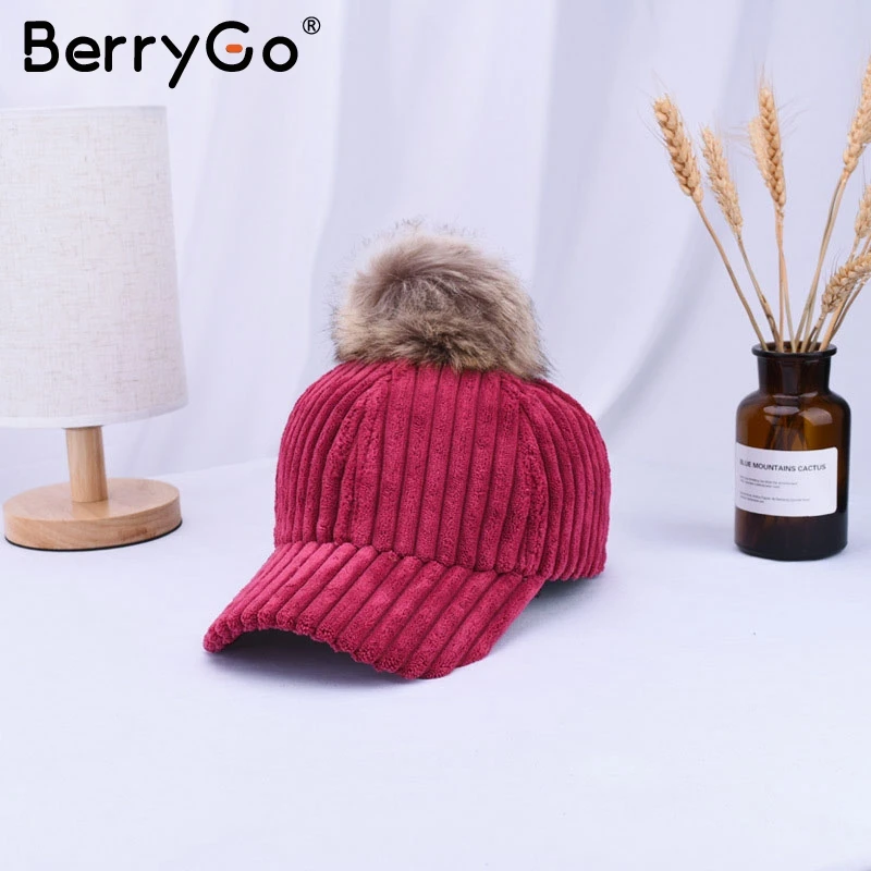 BerryGo вельвет волосы мяч Регулируемые Женщины hat модный стиль на осень-зиму бейсболки женские повседневные hat casquette