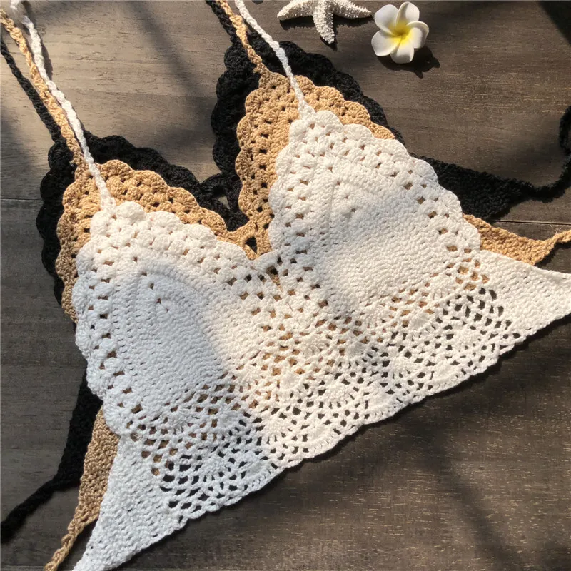 2019 из хлопка без рукавов крючок Детская Вязанная одежда Crochet бикини груди