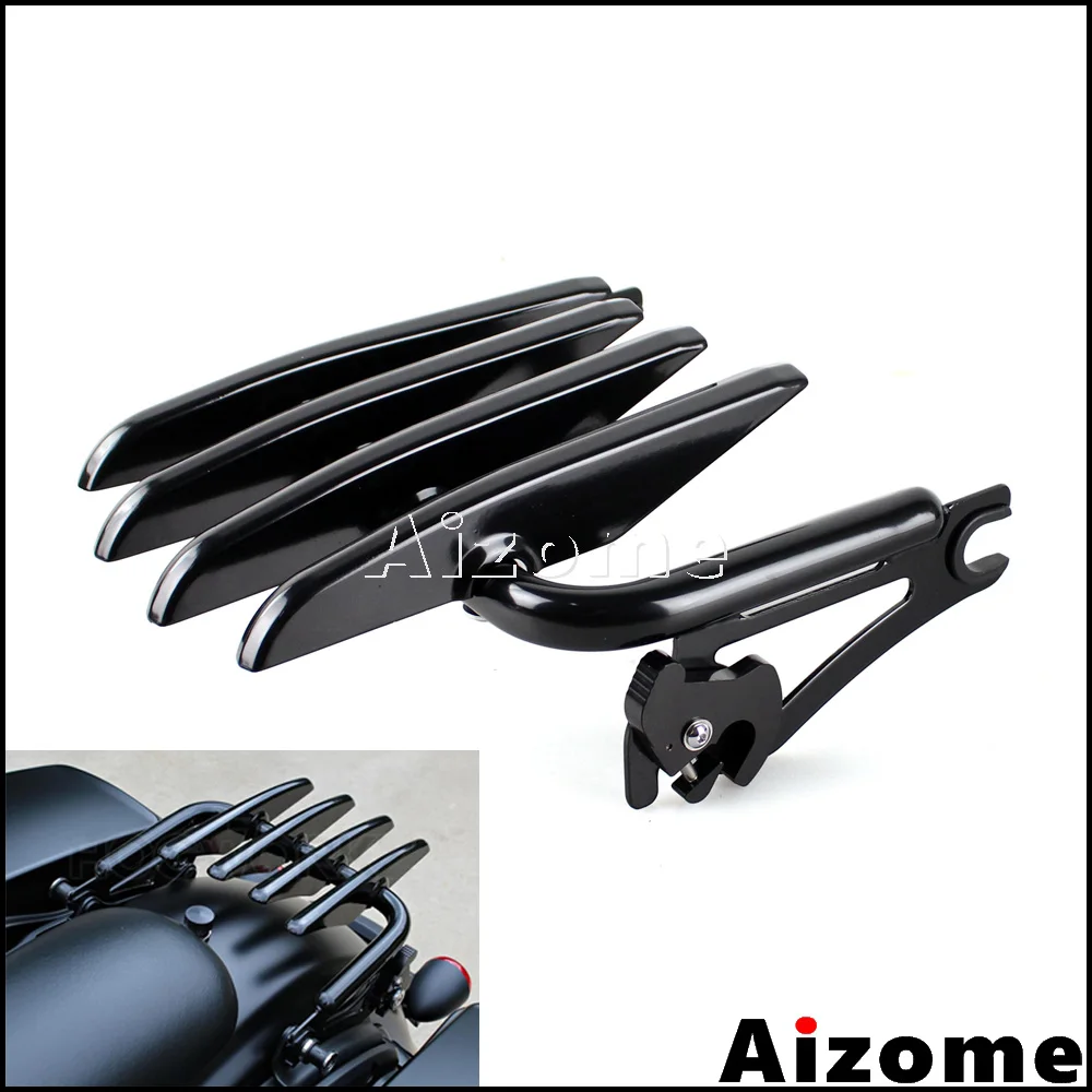 

Steel Motorcycle Luggage Bracket Holder Detachable Stealth Luggage Rack For Harley Road King Street Electra Glide FLHR 2009-15