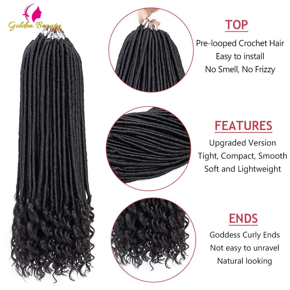 Золотая красавица 1" мягкие Faux locs Curly End вязание крючком плетение волос синтетические волосы наращивание 12 корней/упаковка богиня замки