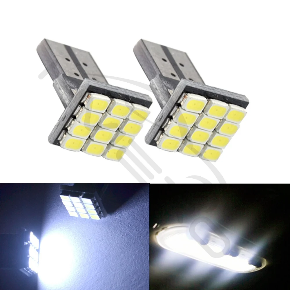 2X T10 W5W 12SMD 1206 Автомобильный Клин Белый светодиодный DC 12V Canbus без ошибок декодер автомобильные Внешние огни номерного знака угловая резервная лампа