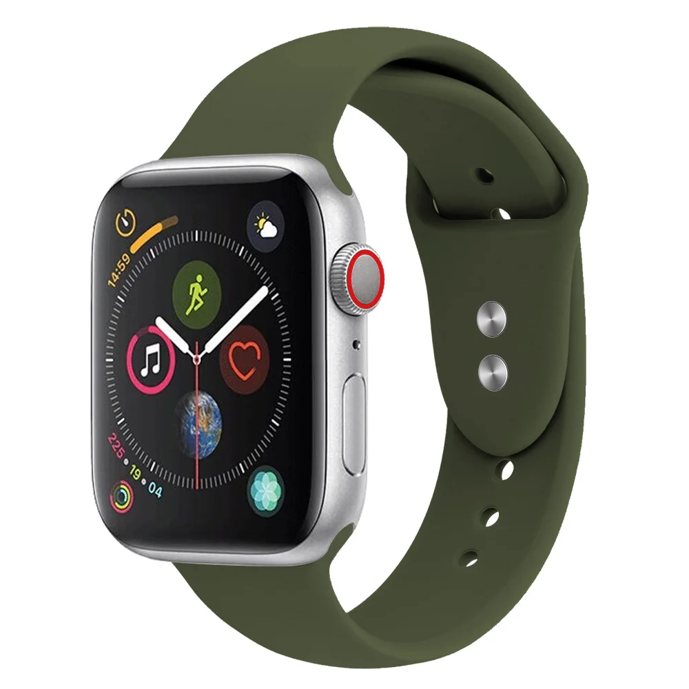 NO.2-Olive Спортивный силиконовый ремешок с двойной пряжкой для apple watch серии 4321 сменный Браслет ремешок для часов Ремешок для часов для apple watch 42 38 - Цвет ремешка: NO.2-Olive
