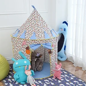Blue Дворовые игры игрушка детская палатка 125*105 см складные детские палатки для девочек игровой домик с рисунком героев из мультфильма на открытом воздухе украшение в детскую комнату розового и голубого цвета - Цвет: Blue