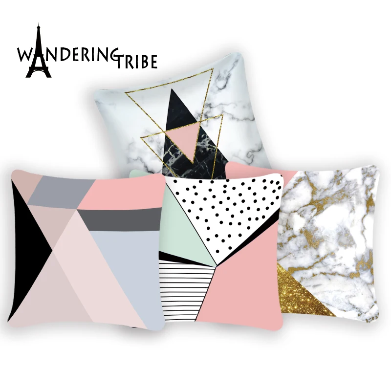 Геометрическая искусственная ананас Декоративная Подушка Розовая Золотая