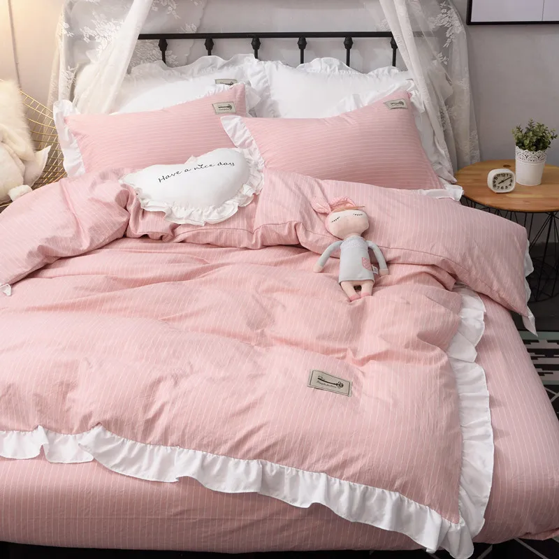 Модные комплекты постельного белья с кружевом роскошное постельное белье в