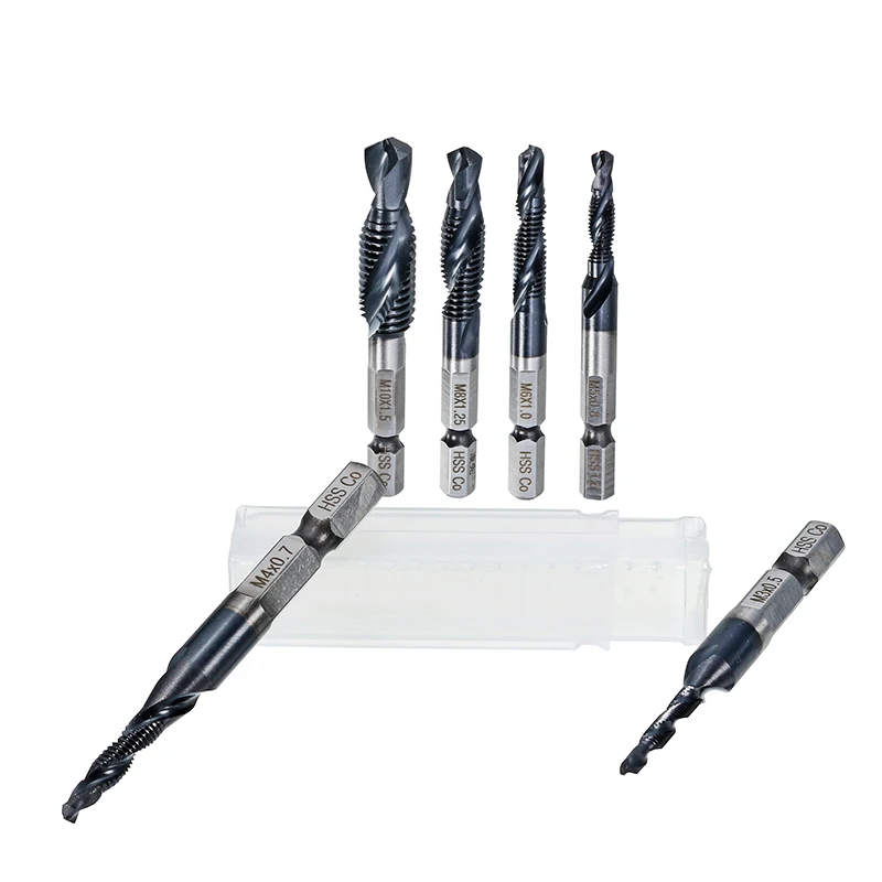 

1PC HRC89 Combination Drill Tap Bit Set TiAlN Coated Deburr Countersink Bits 1/4" Hex Shank M3/M4/M5/M6/M8/M10
