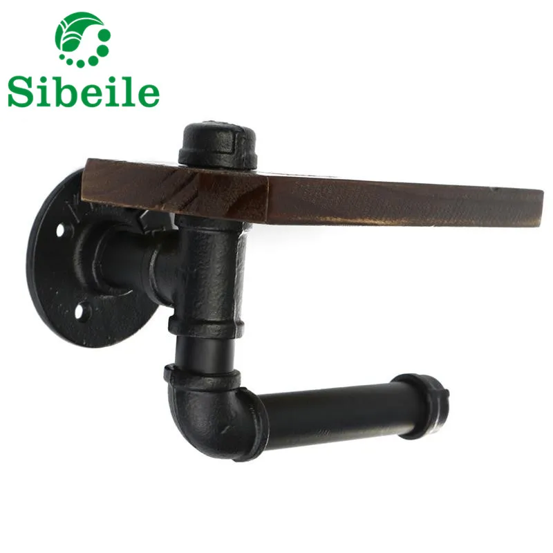 SBLE Ретро Железа Туалет Бумага держатель деревянные полки настенные Ванная