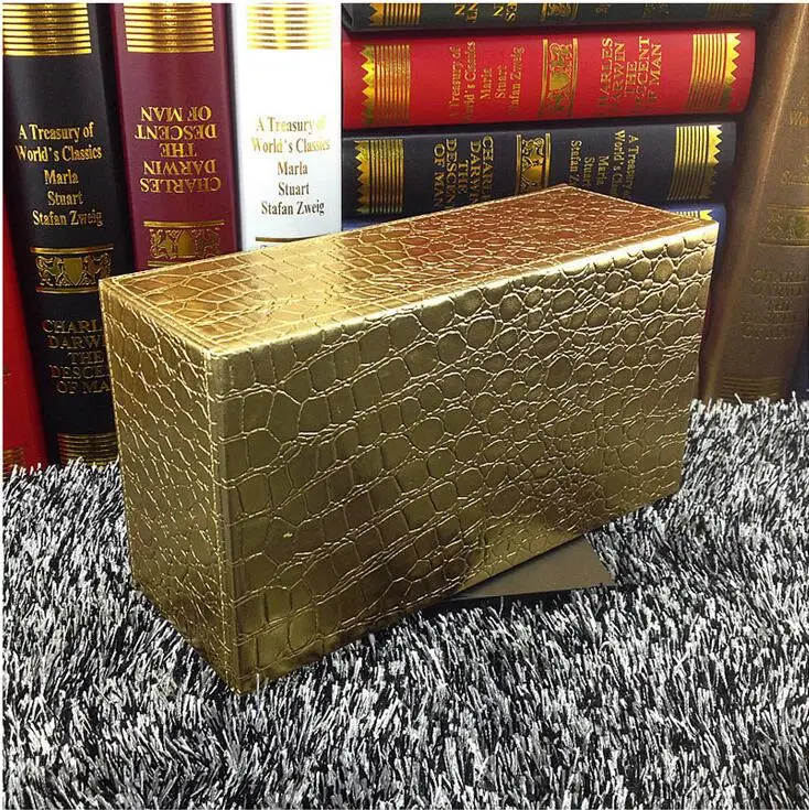 Модные Крокодил золотой прямоугольные деревянные кожаная коробка для салфеток