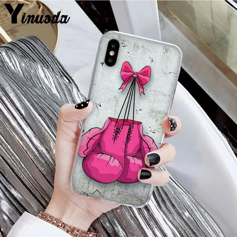 Yinuoda мультфильм Боксерские перчатки для девочек новое поступление Прозрачный чехол для iPhone X XS MAX 6 6S 7 7plus 8 8Plus 5 5S XR - Цвет: A14